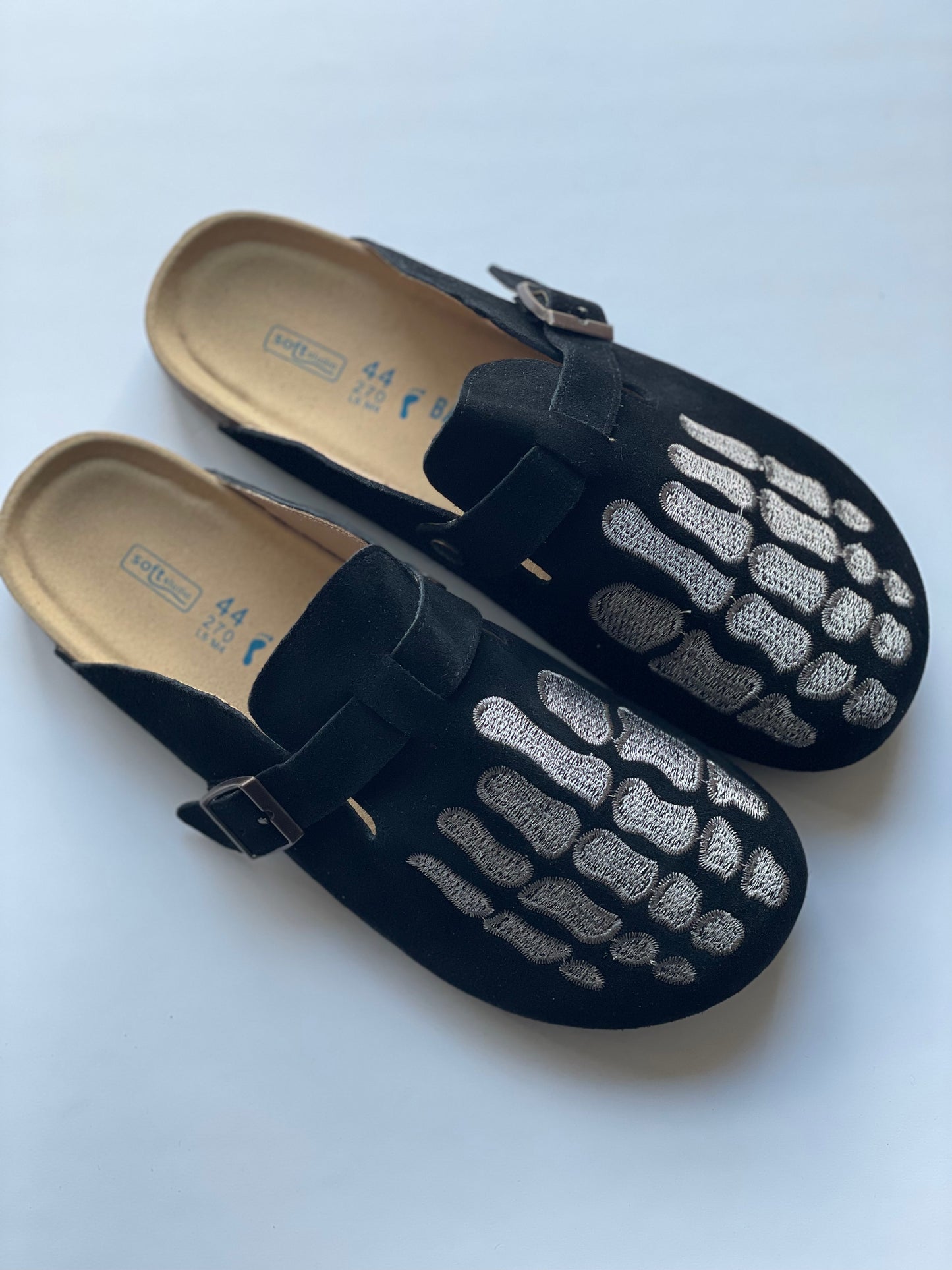 Black/Grey Skeleton Clogs