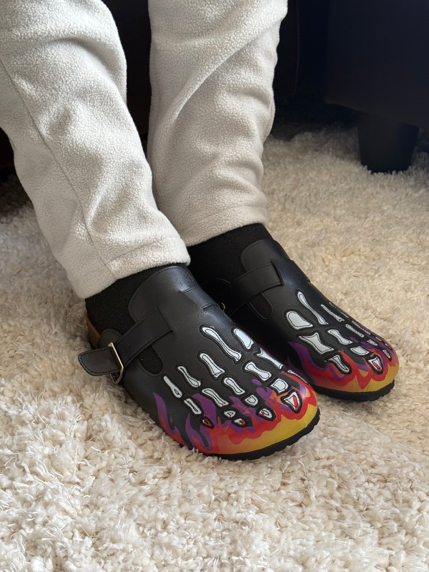 Purple FlameBone Clogs