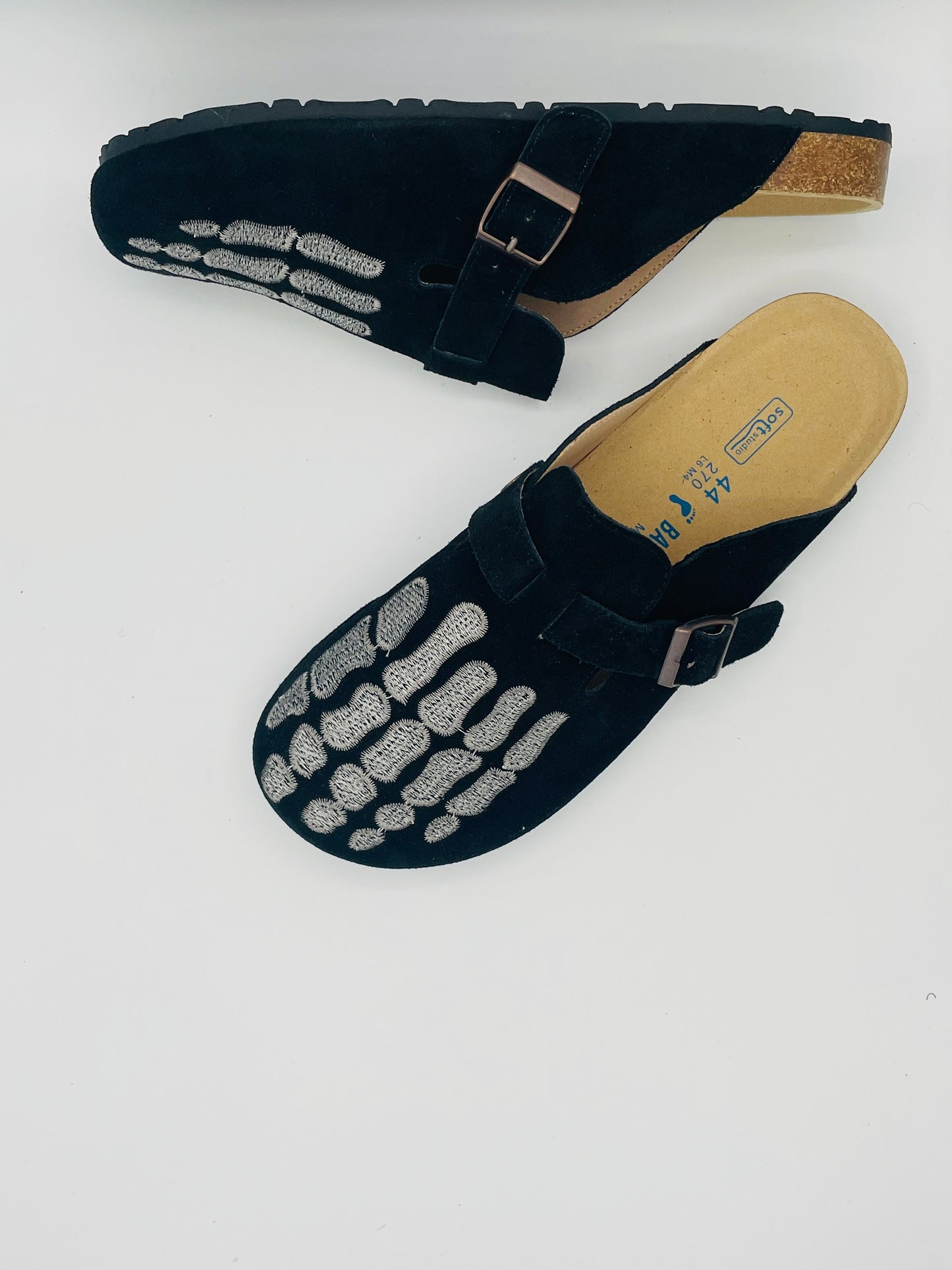 Black/Grey Skeleton Clogs