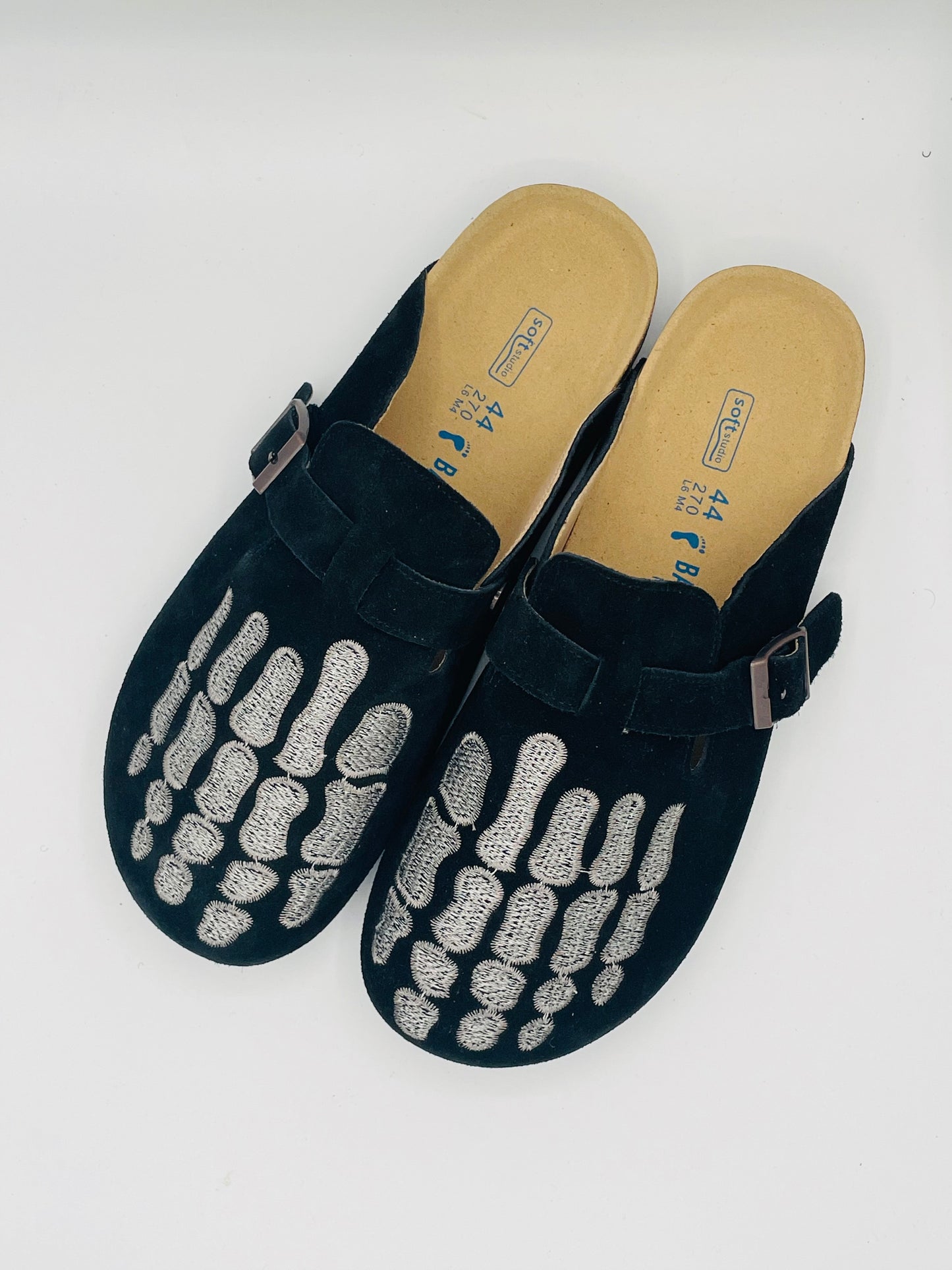 Black/Grey Skeleton Clogs