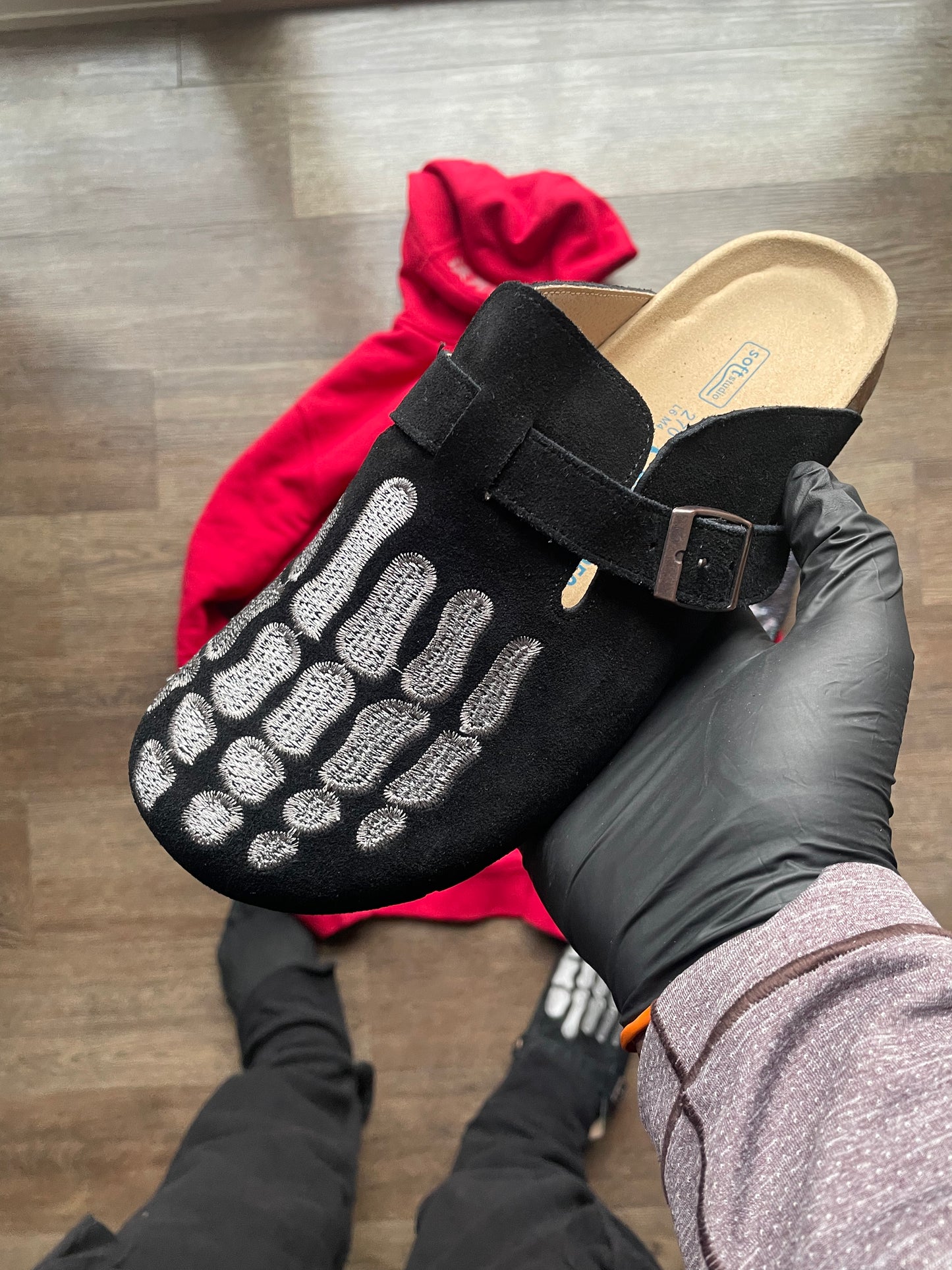 Black/Grey Skeleton Clogs