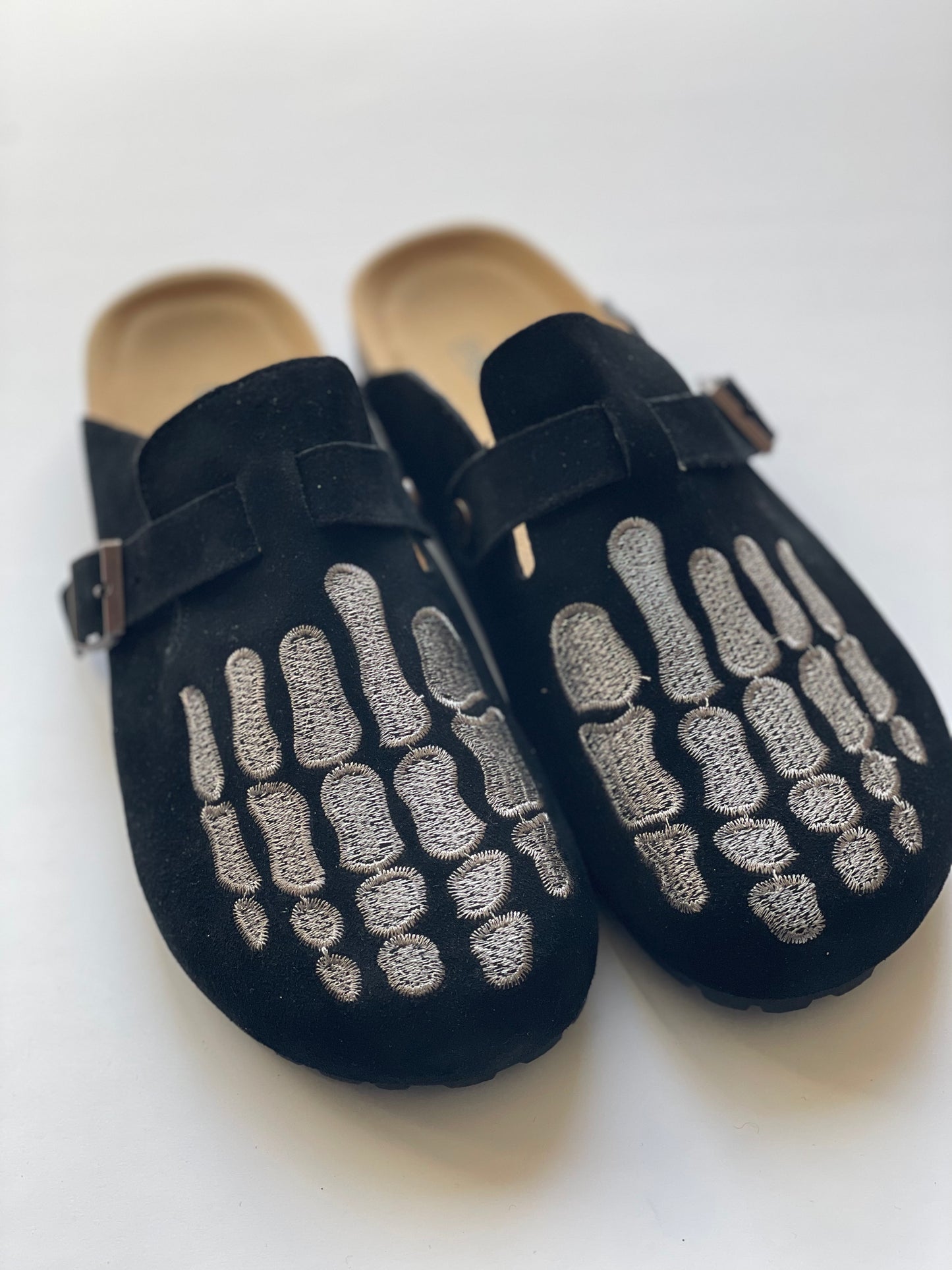 Black/Grey Skeleton Clogs