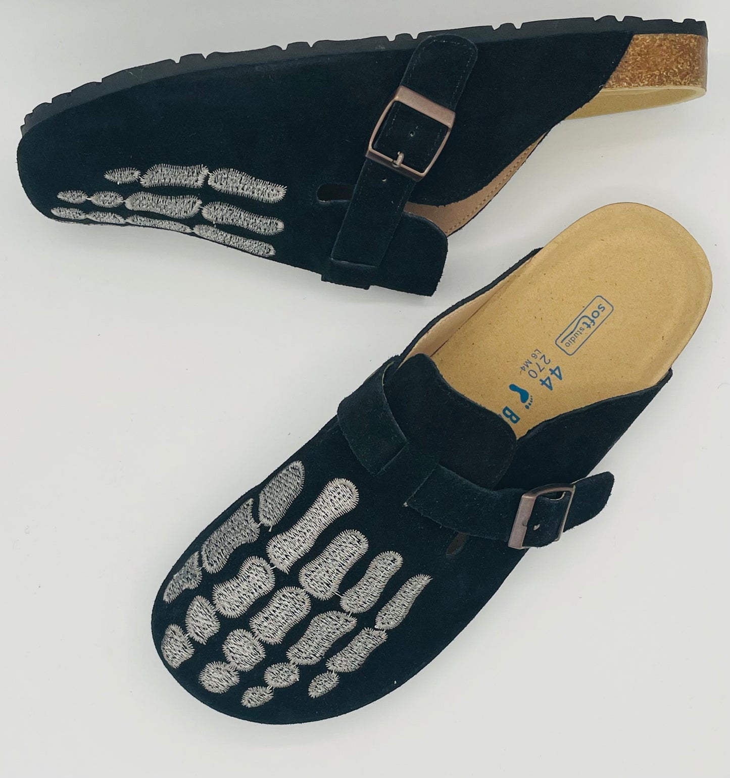 Black/Grey Skeleton Clogs