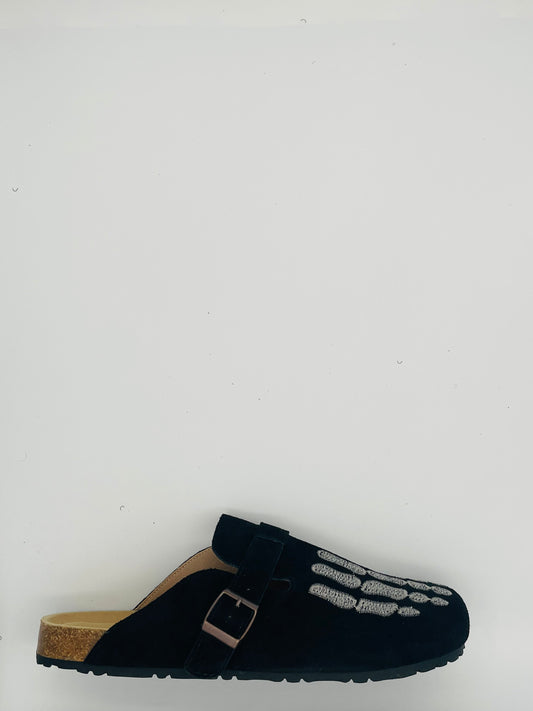 Black/Grey Skeleton Clogs