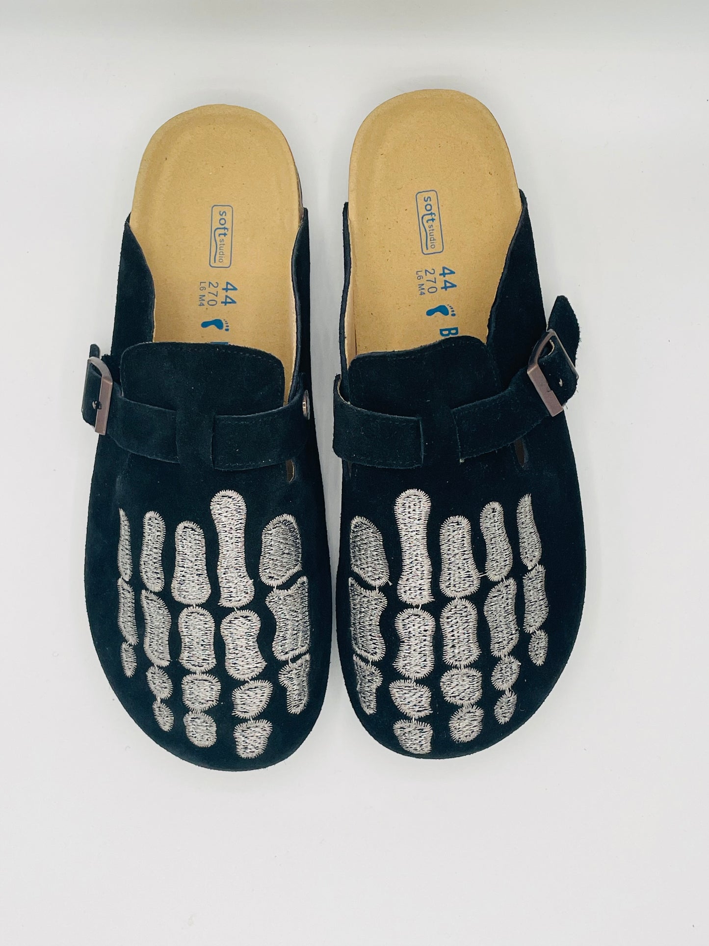 Black/Grey Skeleton Clogs